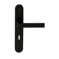 Hardbrass Deurkruk Phoenix op ovaal langschild sleutelgat 72mm - zwart - thumbnail