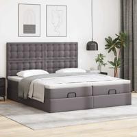 Ottoman bed met matrassen 180x200cm kunstleer grijs - thumbnail