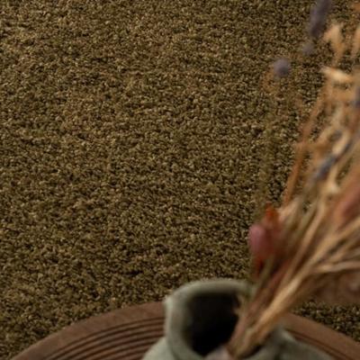 Tapeso Rond hoogpolig vloerkleed shaggy Trend effen - olijfgroen - 300