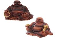 Mini Hout-effect Chinese Lachende Boeddha - thumbnail