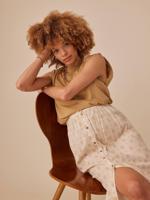 Lange zwangerschapsrok van katoengaas ENVIE DE FRAISE zandbeige - thumbnail