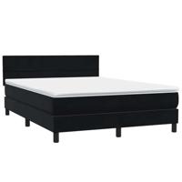 Boxspring met matras fluweel zwart 160x220 cm - thumbnail