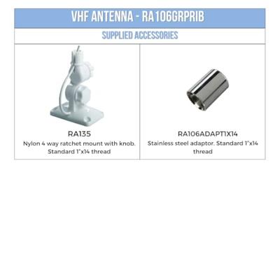 Antena VHF para embarcaciones a motor GLORA106GRPRIB - VHF - 3DB-90MM - FIBERGLASS RIB
