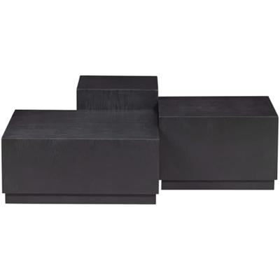 WOOOD Bijzettafel 'Pim' Essen, Set van 3 stuks, kleur zwart