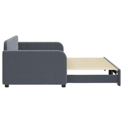 Slaapbank met onderschuifbed 90x200 cm fluweel donkergrijs