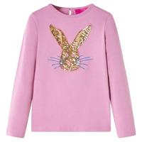 Kindershirt met lange mouwen konijnenprint 128 rozebruin - thumbnail