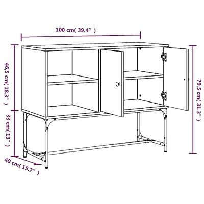 Dressoir 100x40x79,5 cm bewerkt hout grijs sonoma eikenkleurig