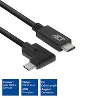 ACT usb 3.2 gen1 aansluitkabel c male - c male (haaks) 2m - thumbnail