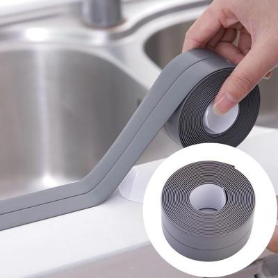 Duurzaam PVC materiaal waterdichte schimmel proof plakband keuken badkamer muur afdichting tape breedte: 3.8 cm x 3.2 m (grijs)