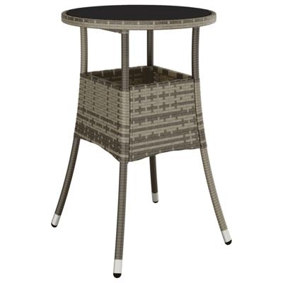 3-delige Tuinset met kussens poly rattan en glas grijs