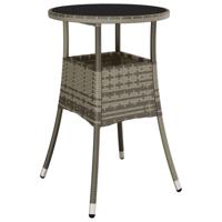 3-delige Bistroset met kussens poly rattan grijs - thumbnail