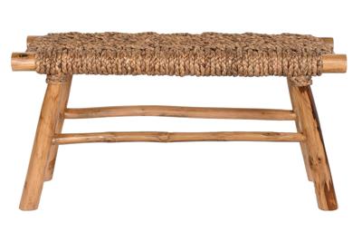 Kruk DKD Home Decor Natuurlijk Lichtbruin Rotan Teakboom Teakhout 90 x 32 x 45 cm