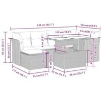 7-delige Loungeset met kussens poly rattan acacia grijs - thumbnail