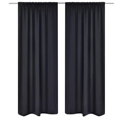 VidaXL Gordijnen met gleuven 135 x 245 cm zwart 2 st VidaXL Gordijnen met gleuven 135 x 245 cm zwart 2 st