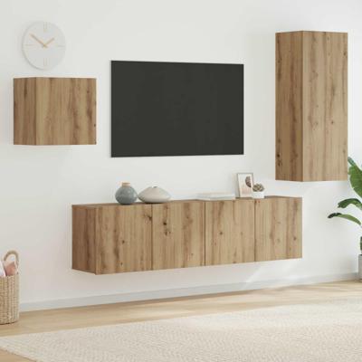 TV-kast Wandgemonteerd 4 pcs Artisan Eiken Bewerkt hout