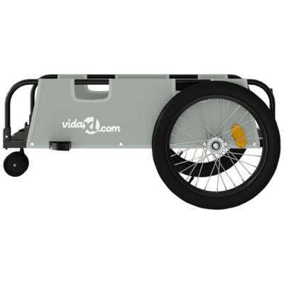 VidaXL Fietstrailer oxford stof en ijzer grijs en zwart VidaXL Fietstrailer oxford stof en ijzer grijs en zwart