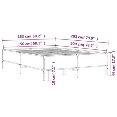 Bedframe bewerkt hout metaal bruin eikenkleur 150x200 cm