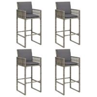 5-delige Tuinbarset met kussens poly rattan acacia grijs - thumbnail