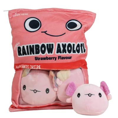 JollyPlush Snackpillow kussen Axolotl Rainbow - 30 cm
