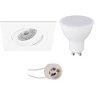 LED Inbouwspot Set GU10 - Vierkant 8W - Mat Wit - 6400K Helder Wit - Kantelbaar - thumbnail