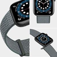 Nylon sport loop band - Grijsgroen - Extra sterke klittenbandsluiting - Geschikt voor Apple Watch 38mm / 40mm / 41mm / 42mm - thumbnail