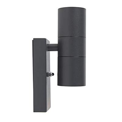 QAZQA Buiten wandlamp donkergrijs 2-lichts met schemersensor - Duo QAZQA Buiten wandlamp donkergrijs 2-lichts met schemersensor - Duo