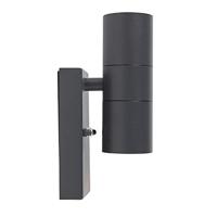QAZQA Buiten wandlamp donkergrijs 2-lichts met schemersensor - Duo - thumbnail