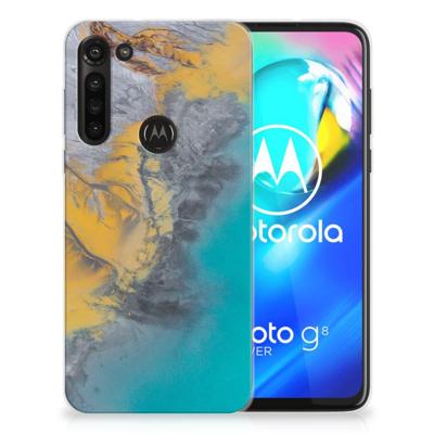 Motorola Moto G8 Power | TPU | Siliconen hoesje | Marble Blue Gold Motorola Moto G8 Power | TPU | Siliconen hoesje | Marble Blue Gold