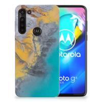 Motorola Moto G8 Power | TPU | Siliconen hoesje | Marble Blue Gold - thumbnail