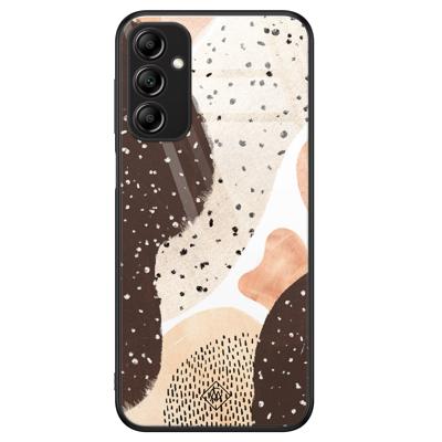 Samsung Galaxy A14 glazen hardcase - Abstract bruin mix