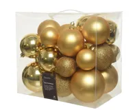 Decoris kerstballen set Plastic 26st licht goud 6-8-10cm - thumbnail