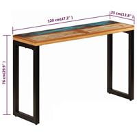 vidaXL Wandtafel 120x35x76 cm massief gerecycled hout en staal - thumbnail