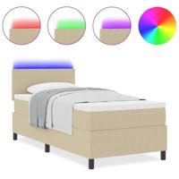 Boxspring bed Lichtgrijs en wit. 203 x 80 x 88 cm Katoenen stof - thumbnail