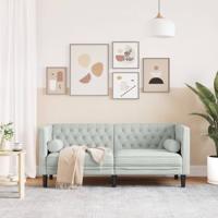 Tweezitsbank Chesterfield-stijl en bolsters fluweel lichtgrijs - thumbnail