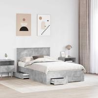 Bedframe met hoofdeinde Beton Grijs 120 x 190 cm Bewerkt hout - thumbnail