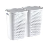 Curver Infinity Recycled Wasmand met deksel - 60L - 2 stuks - Wit - thumbnail