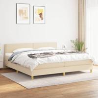Boxspring met matras stof crèmekleurig 200x200 cm - thumbnail