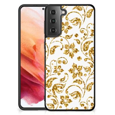 Samsung Galaxy S21 Bloemen Hoesje Gouden Bloemen Samsung Galaxy S21 Bloemen Hoesje Gouden Bloemen