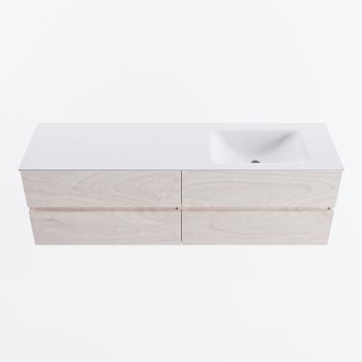 MONDIAZ VICA 160cm badmeubel onderkast Underlayment 4 lades. Wastafel CLOUD rechts zonder kraangat, kleur Talc.