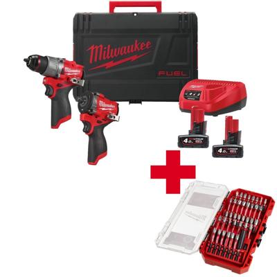 Milwaukee M12 FUEL™ FPP2X2-402X Accu combiset 2-delig (FPD2 + FCIWF1) 12V 4.0Ah in HD-Box - 4933498741