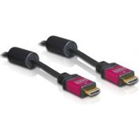Delock 84335 HDMI-kabel HDMI Aansluitkabel HDMI-A-stekker, HDMI-A-stekker 5.00 m Rood/zwart Vergulde steekcontacten, Met Ferrietkern - thumbnail