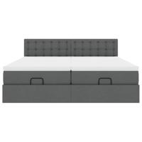 Ottoman bed met matrassen 200x200cm stof donkergrijs - thumbnail