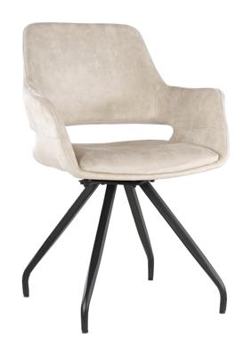Livingfurn Draaibare Eetkamerstoel 'Capp' Velvet, kleur Beige Livingfurn Draaibare Eetkamerstoel 'Capp' Velvet, kleur Beige