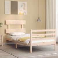 Bedframe met hoofdbord massief hout - thumbnail