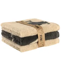 Cawö Cawö Heart Beats 6285 natur/basalt Gezichtsdoekje 30x30 - thumbnail