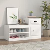 Schoenenkast 100x42x60 cm bewerkt hout wit - thumbnail