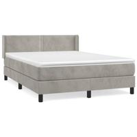Boxspring met matras fluweel lichtgrijs 140x190 cm - thumbnail