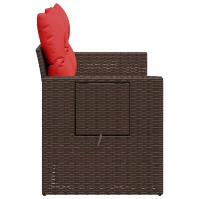 Tuinbank 2-zits met kussens poly rattan bruin Tuinbank 2-zits met kussens poly rattan bruin