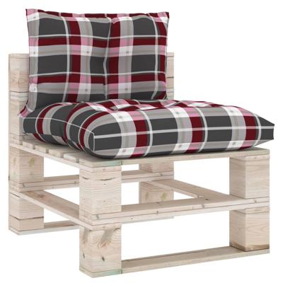 vidaXL Bankkussens pallet 2 st ruitpatroon stof rood vidaXL Bankkussens pallet 2 st ruitpatroon stof rood