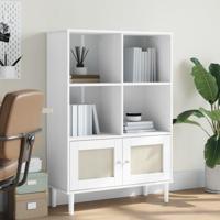 Boekenkast SENJA rattan-look 90x35x130 cm grenenhout wit - thumbnail